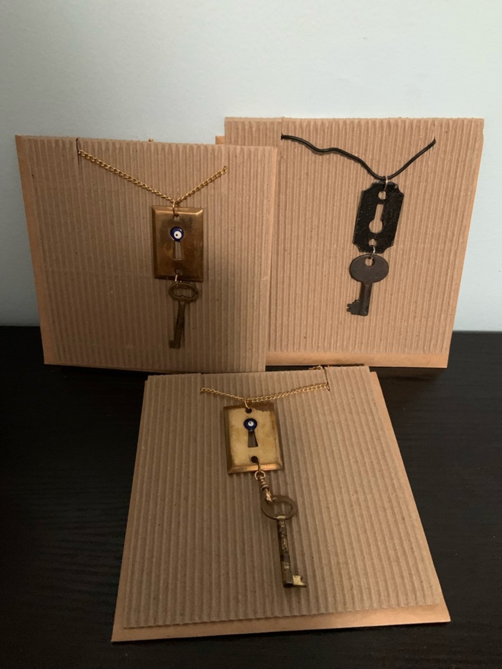 Handcrafted Skeleton Key & Key Hole Necklaces Group of 3